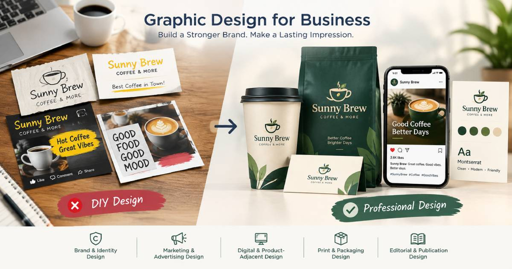 Graphic design for business: comparing DIY templates and professional design work